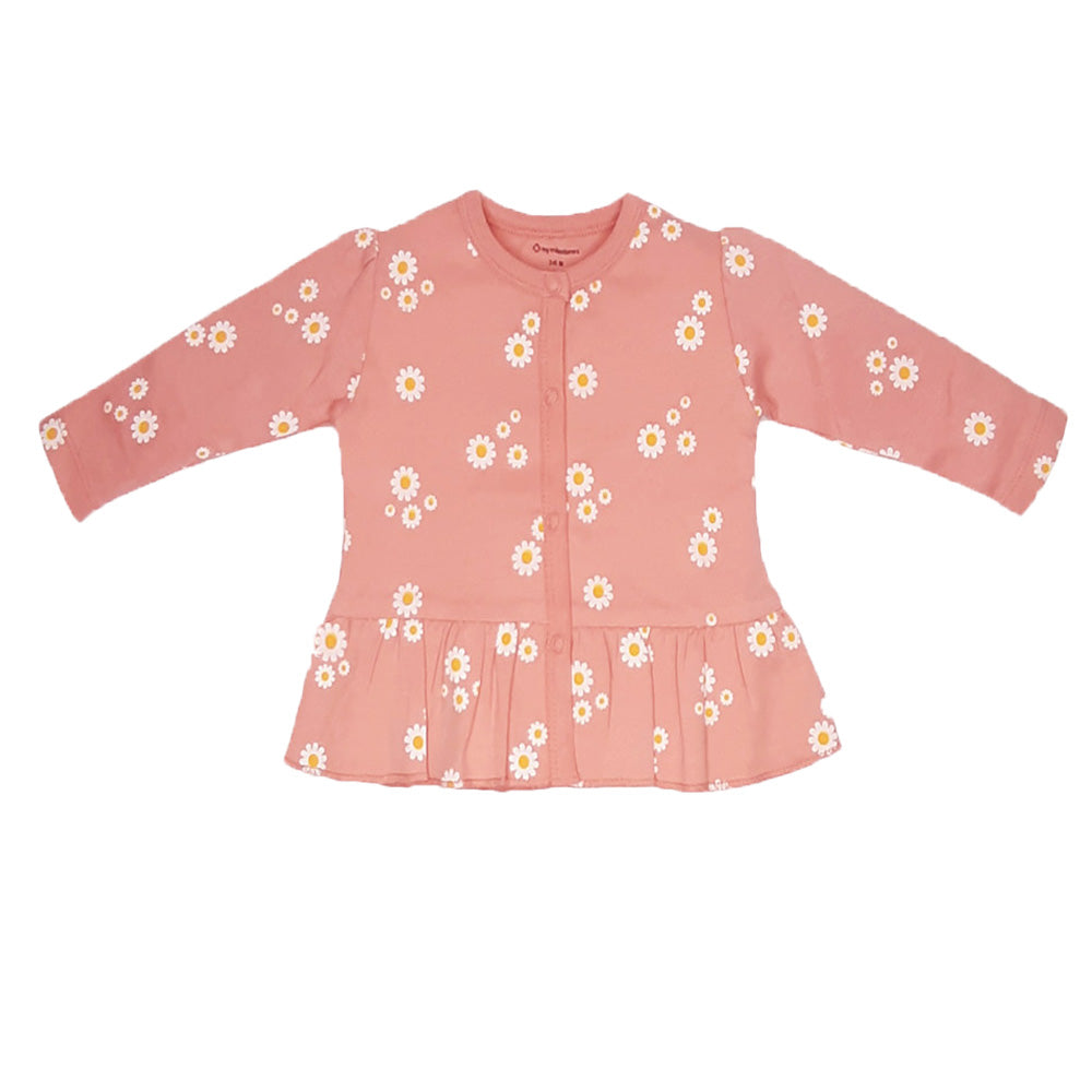 My Milestones Baby Top & Bottom Set - Peach Daisy Print