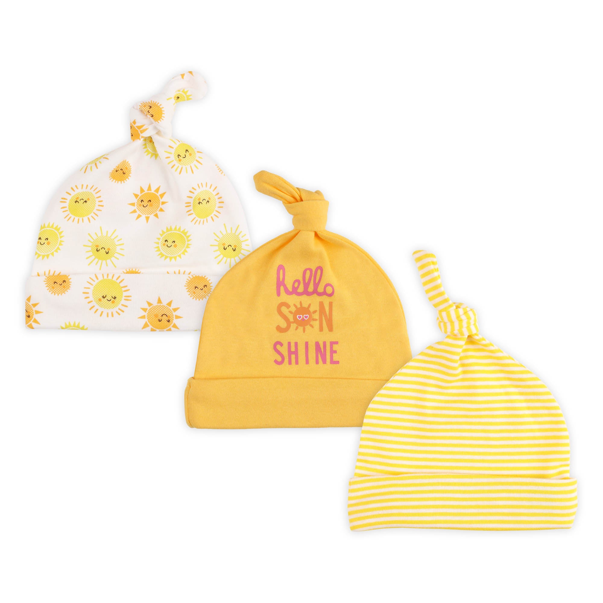 Kicks & Crawl- Hello Sunshine Knotted Caps - Pack of 3
