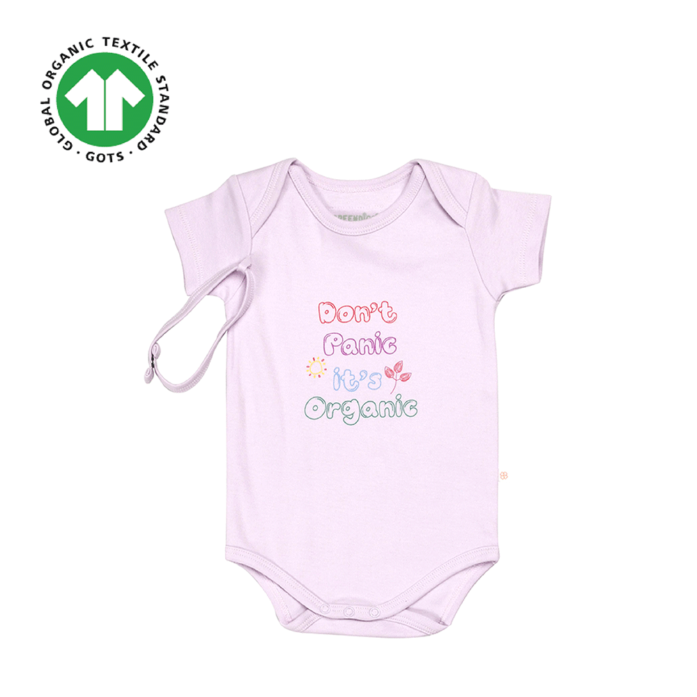 Greendigo Organic Cotton Lavender Bodysuit For New Born Baby Boys And Baby Girls