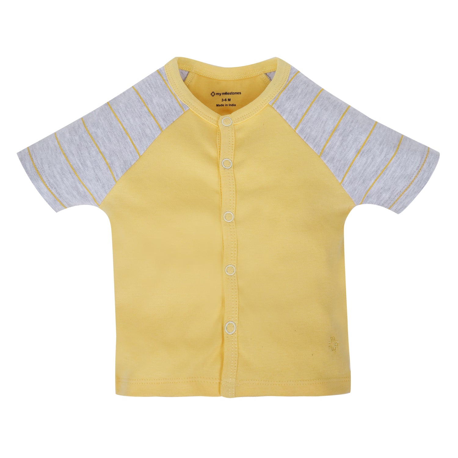 My Milestones T-shirt Half Sleeves Boys Yellow Grey/ Grey Navy Blue-2Pc Pack