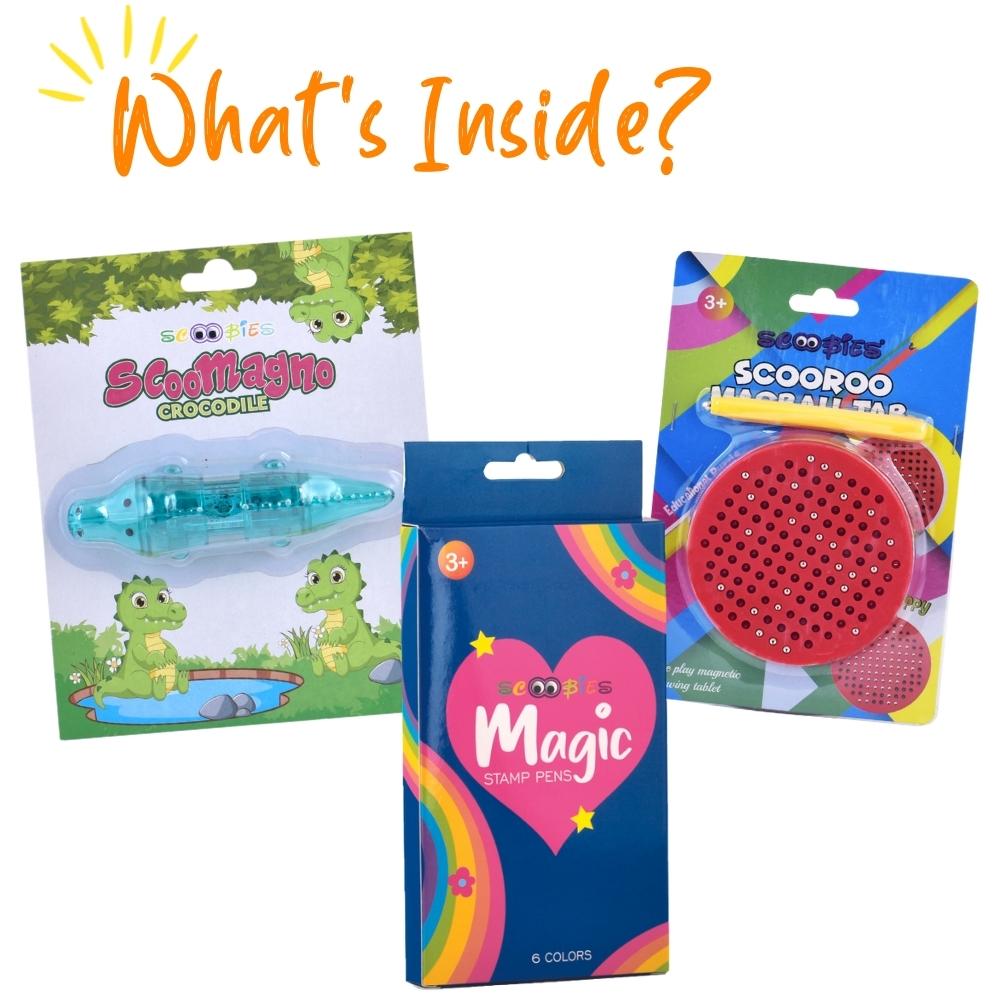 Travel on the Go (Red) | Fab 3 Goodies | Ed-tainment Happiness Box | With Special Magnetic Writing Pad