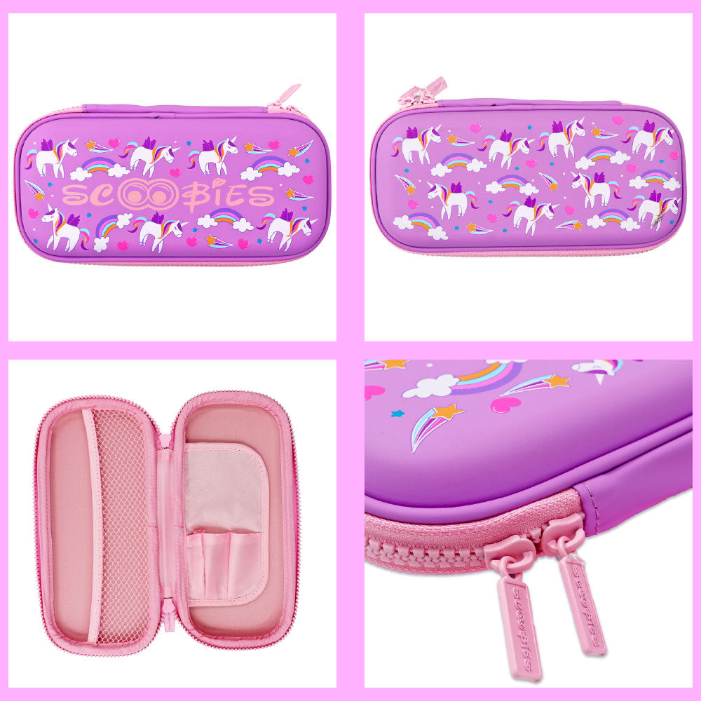Scoobies Glow-in-the-Dark Pencil Case (Planet Unicorn) | Premium EVA Quality | With Separate Stationery Slot | Multi-Use Pouch