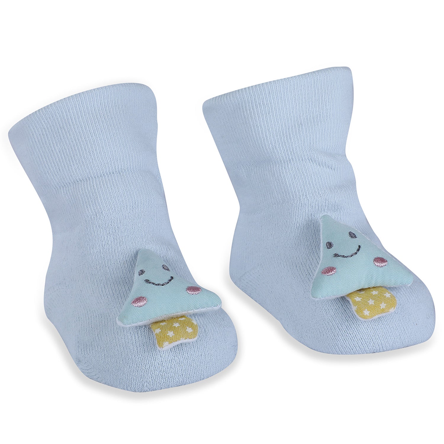 Baby Moo Smiling Tree Cotton Anti-Skid 3D Socks - Blue