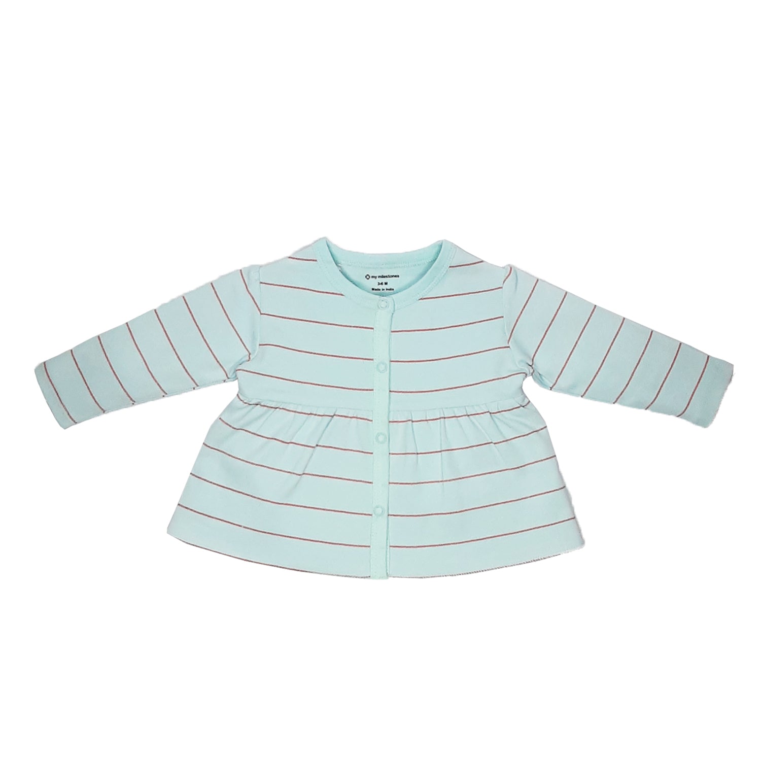 My Milestones T-shirt Full Sleeves Girls Yellow Striped / Aqua Striped - 2 Pc Pack