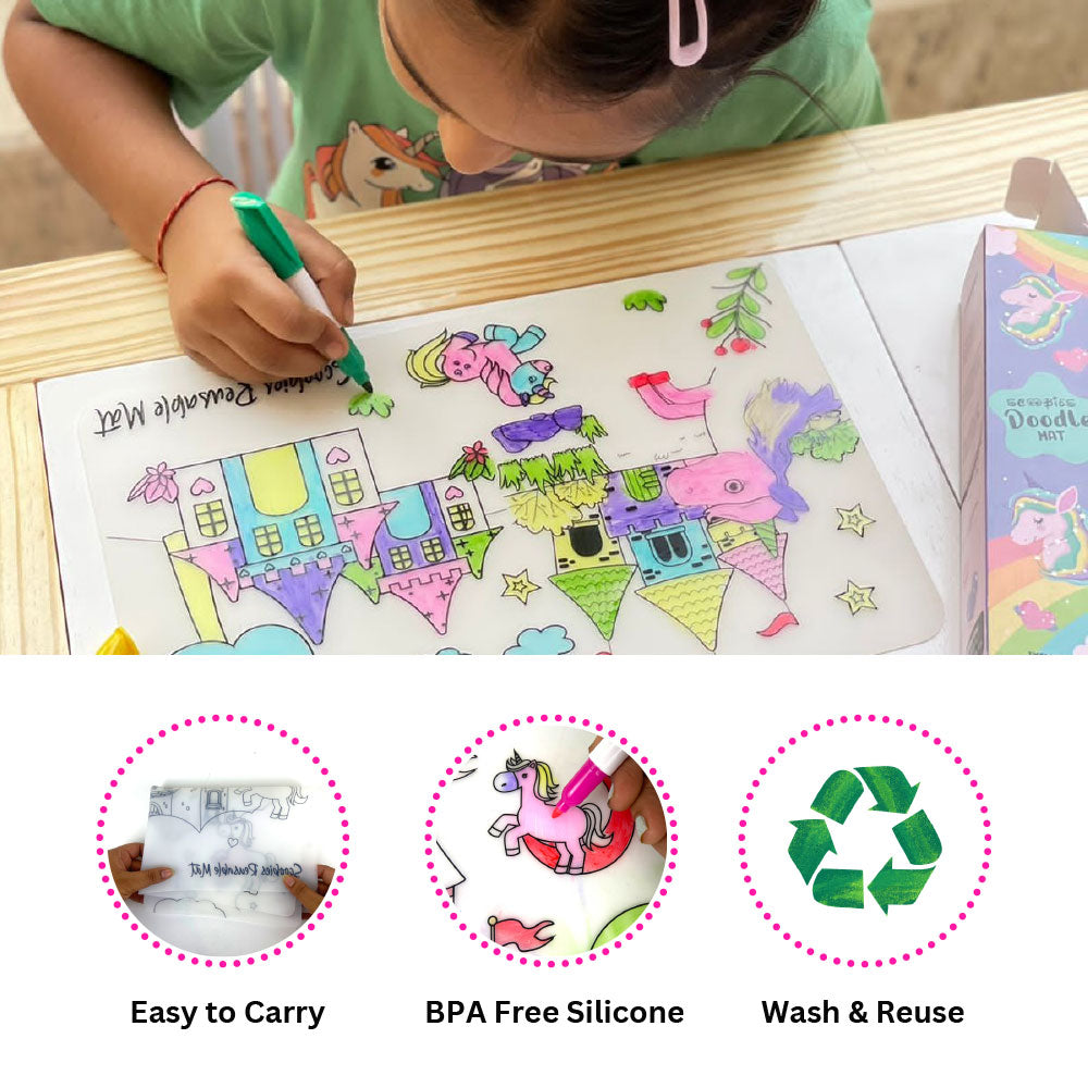 New Silicone Doodle Mats (Unicorns And Castle)