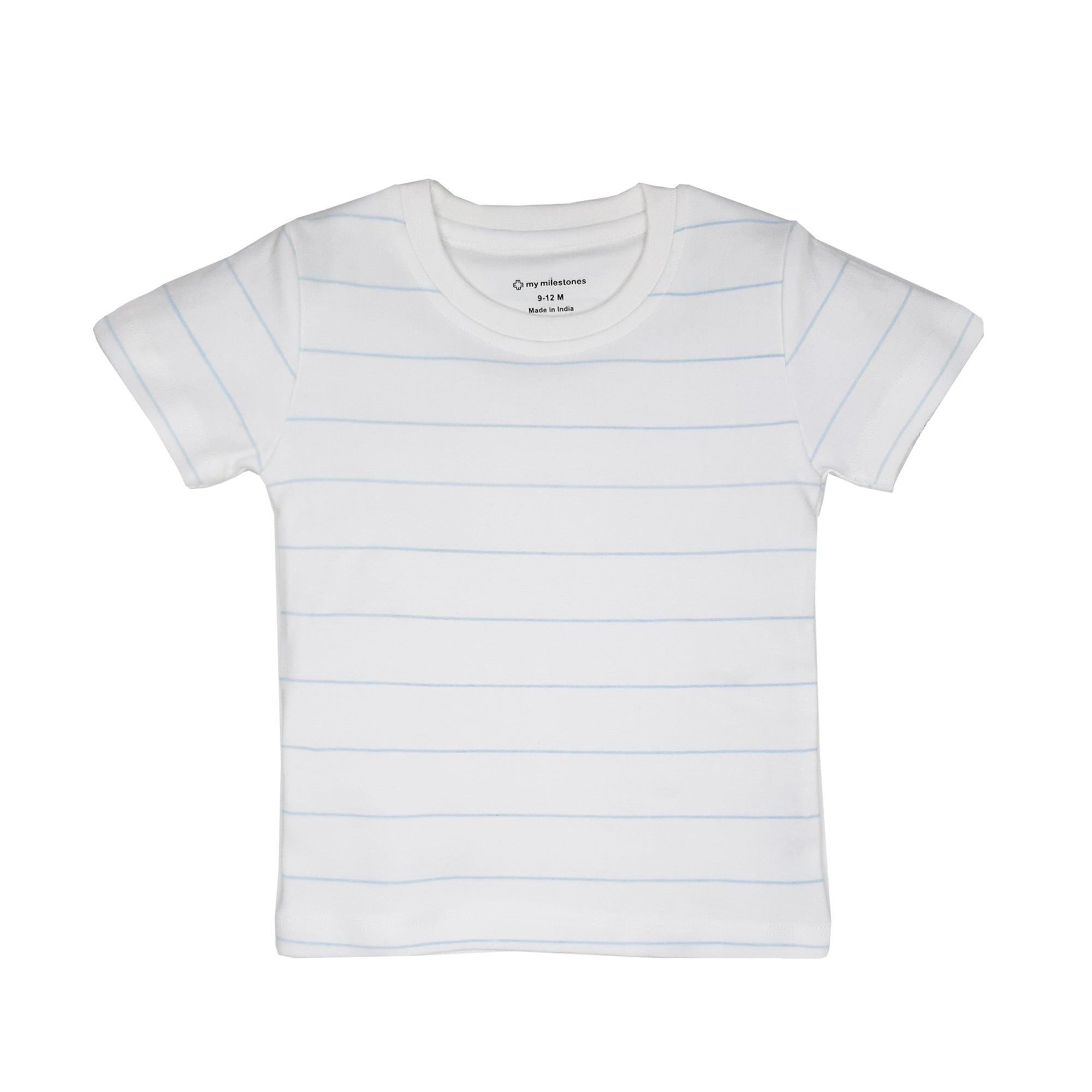 My Milestones Round Neck T-Shirt HS Stripes Yellow / White / Grey - 3 Pc Pack