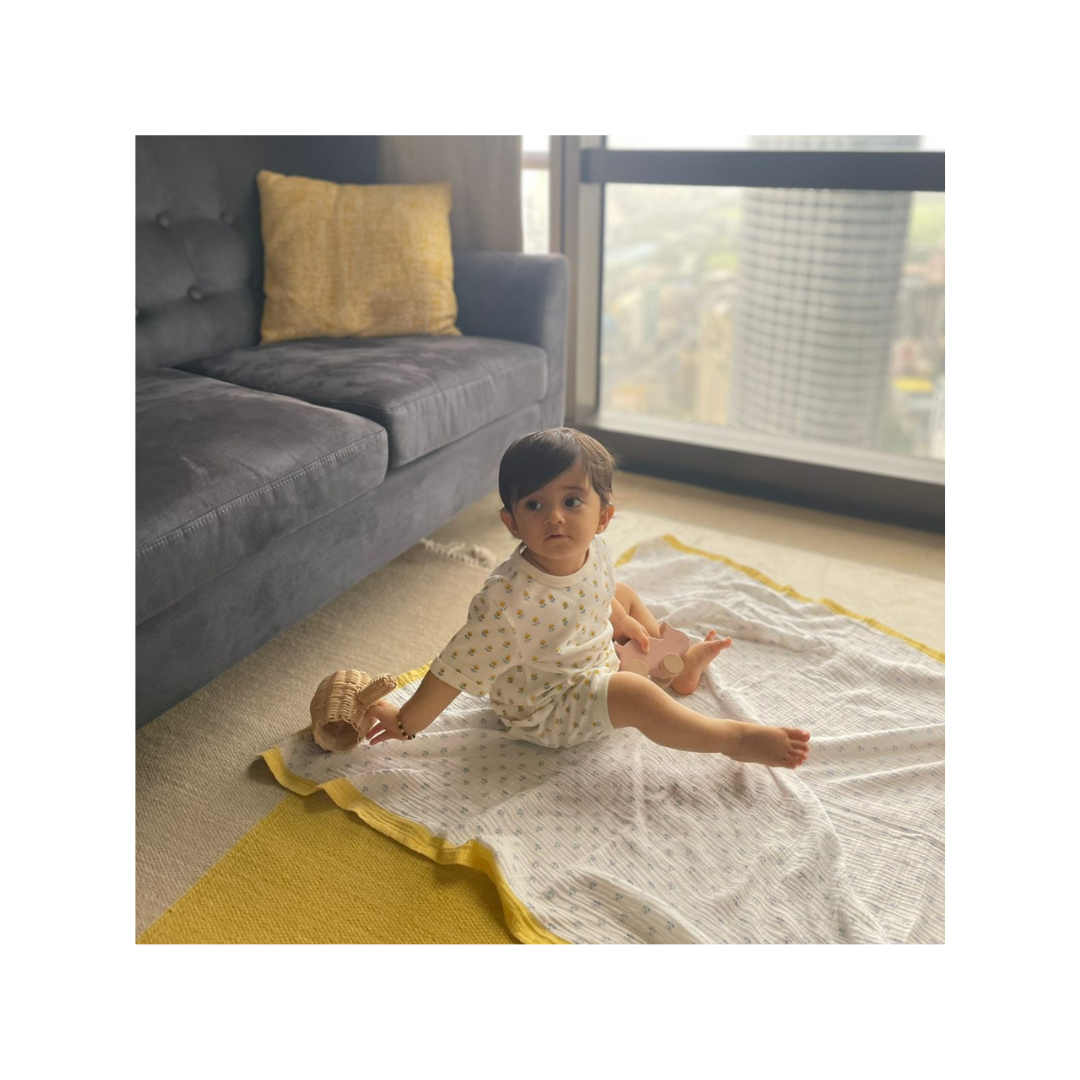 Dulaar Organic Muslin Swaddle (Hand-Block Printed) - A Day With Dinos