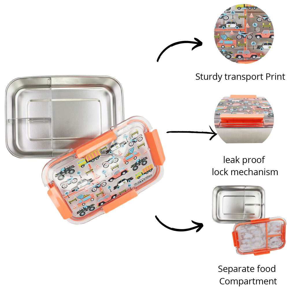 Scoobies Scrummy Lunchbox | Unilicious Design | Stainless Steel | With Airtight Lock Handles | Kids Safe | 650 ML