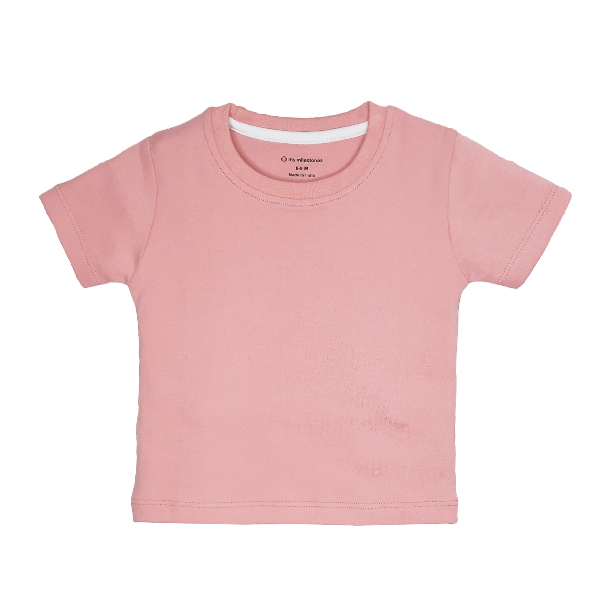 My Milestones Round Neck T-Shirt HS Solid Aqua / Peach / Pink - 3 Pc Pack