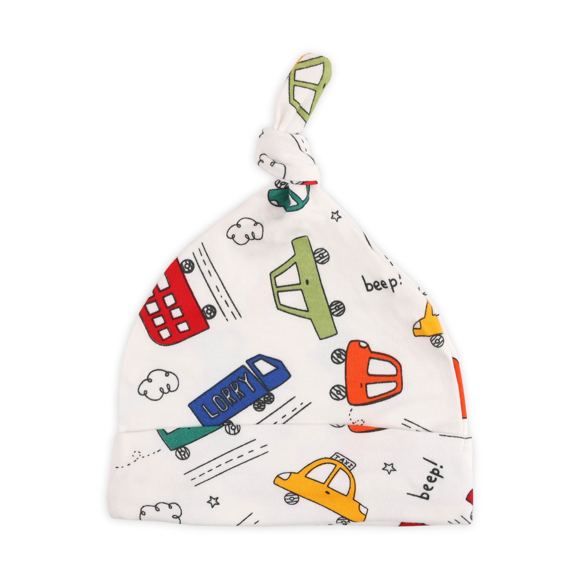 Kicks & Crawl- Vroom Vroom Knotted Caps - Pack of 3