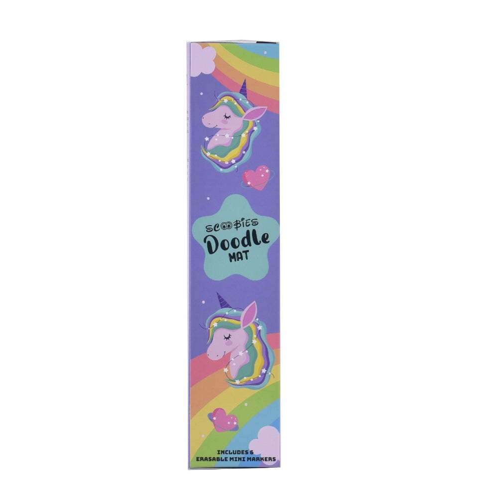 Unicorn Doodle Mat | With 6 Dry-Erase & Washable Markers | DIY Creative Learning | Reusable Silicone Quality