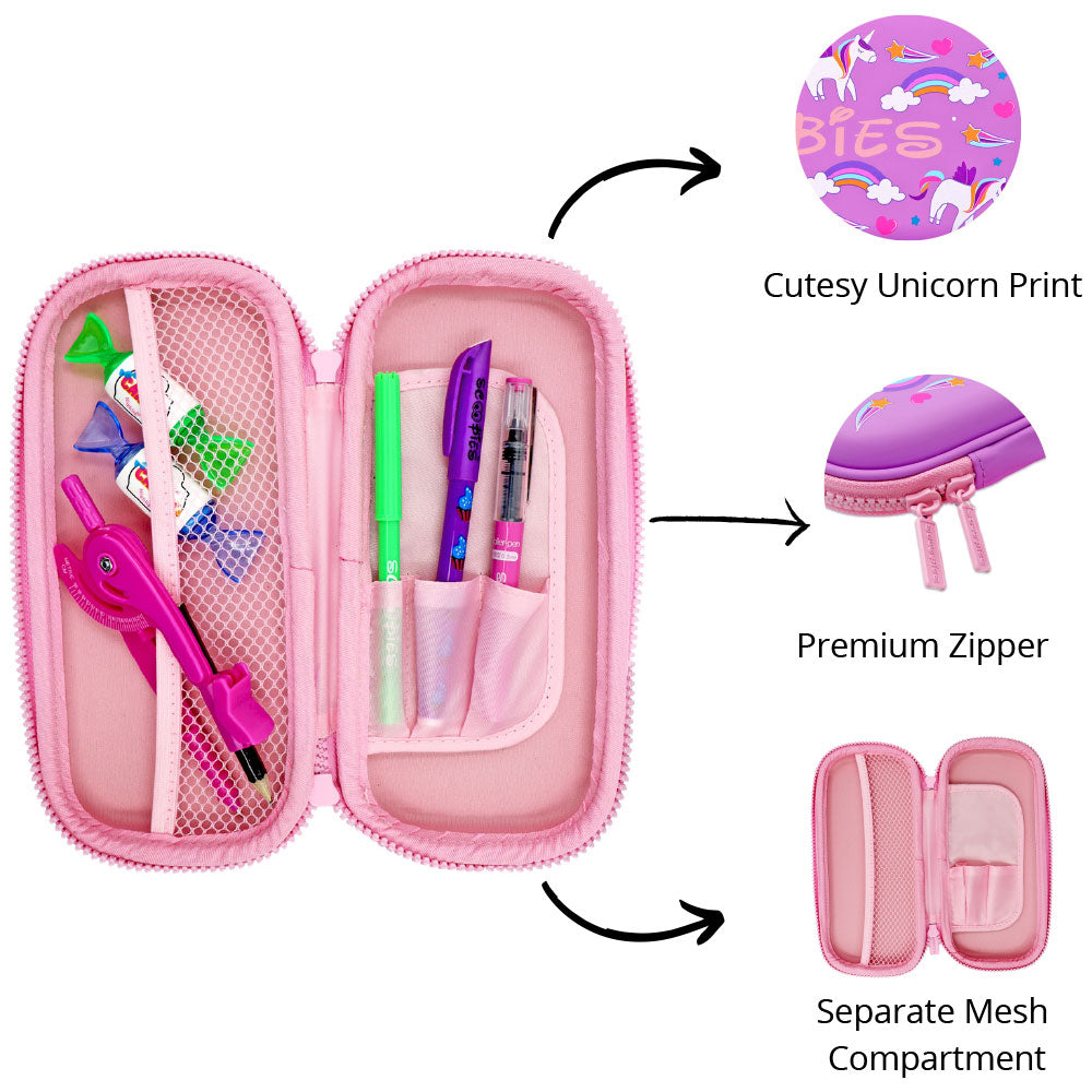 Scoobies Glow-in-the-Dark Pencil Case (Planet Unicorn) | Premium EVA Quality | With Separate Stationery Slot | Multi-Use Pouch