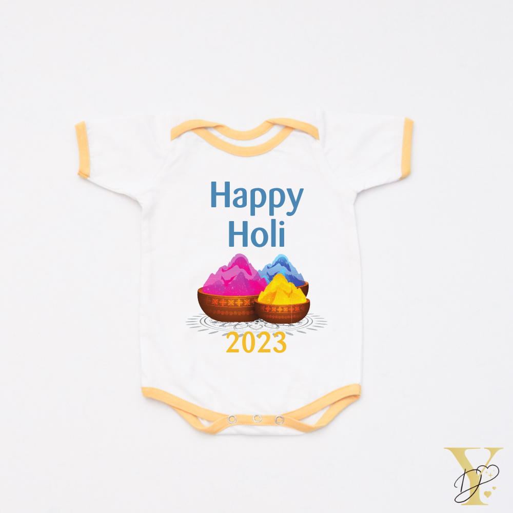 First Holi Bodysuit (Yellow Love) - Half/Full Sleeves