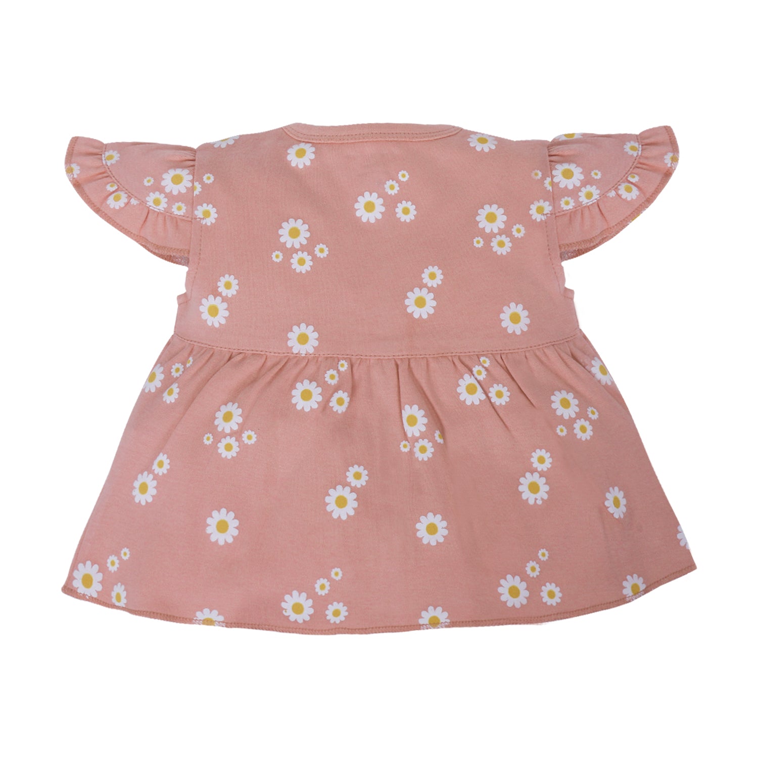 My Milestones T-shirt Half Sleeves Girls Peach Daisy / Grey Stripes-2Pc Pack
