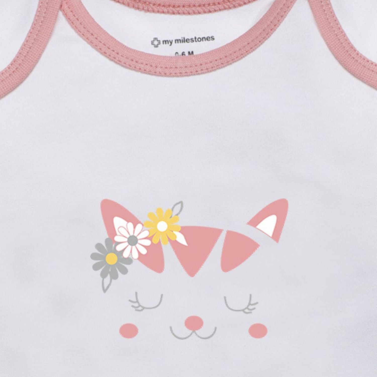 My Milestones Baby Top Bottom Set- Half Sleeves T-shirt with Shorts-White/ Peach