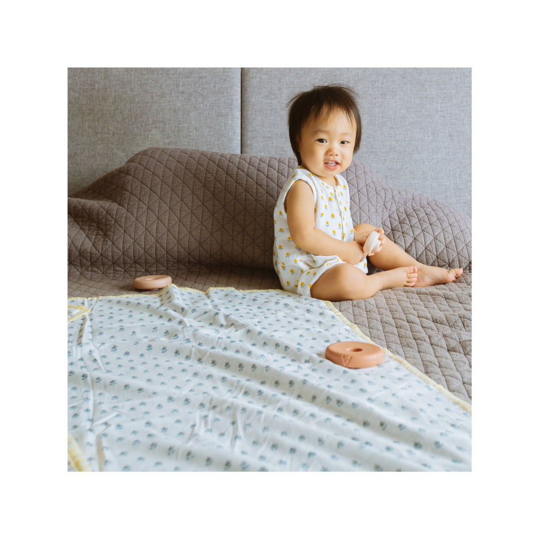 Dulaar Mulmul Muslin Dohar | Hand-Block Printed- A Day With Dinos