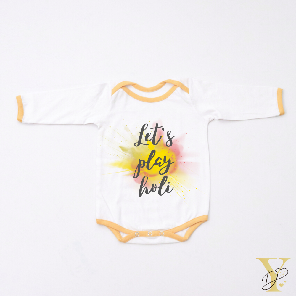 Let's Play Holi Bodysuit (Yellow Love) - Half/Full Sleeves