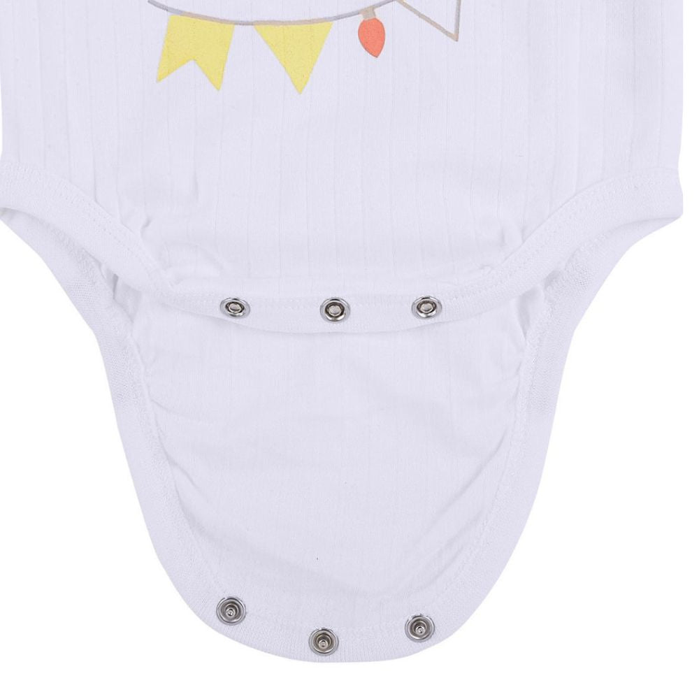 My Milestones Bodysuit Half Sleeves White / Yellow - 2 Pc Pack