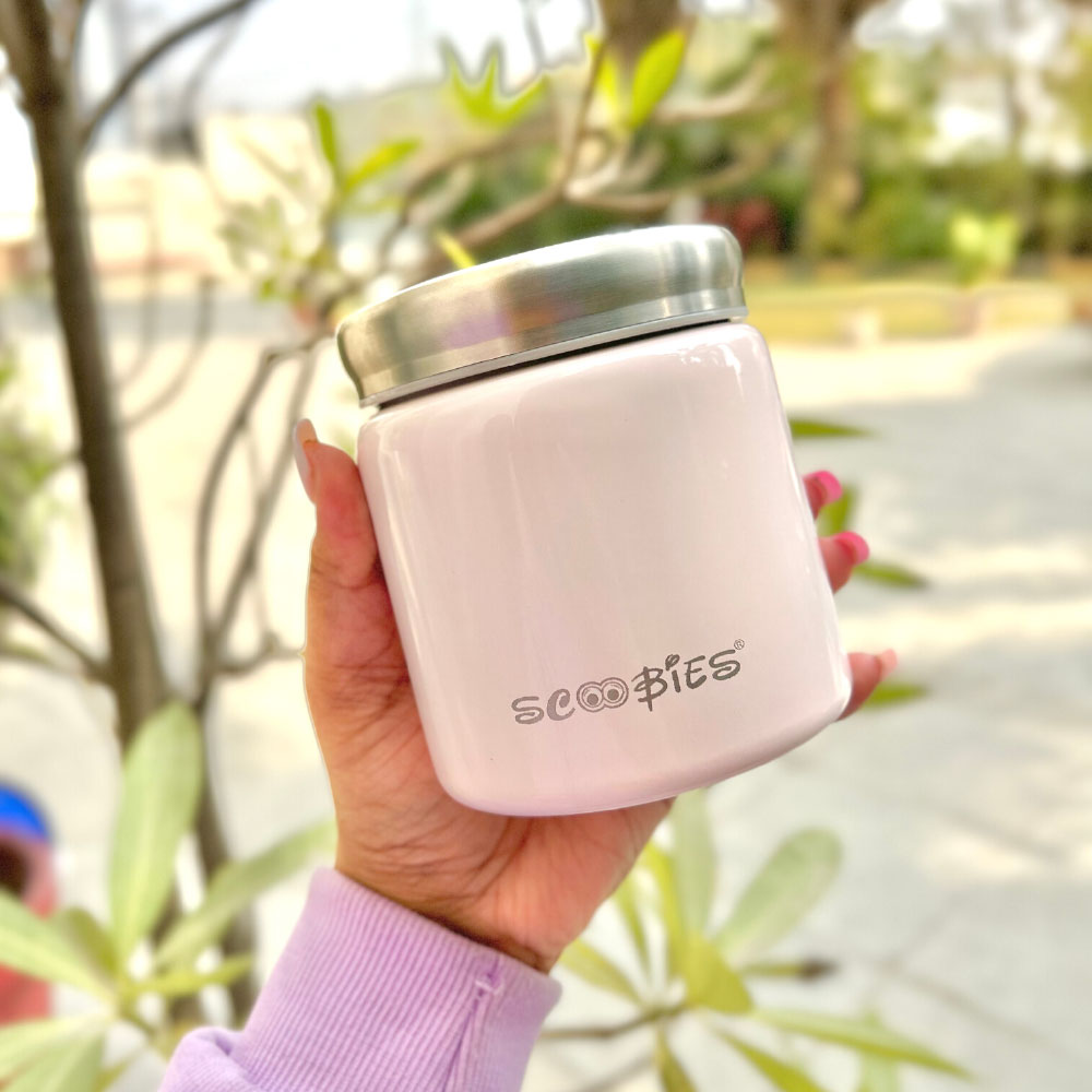 Scoobies Foodielicious Insulated Food Container (Pink) | Stainless Steel | Easy to Carry | 350 ML