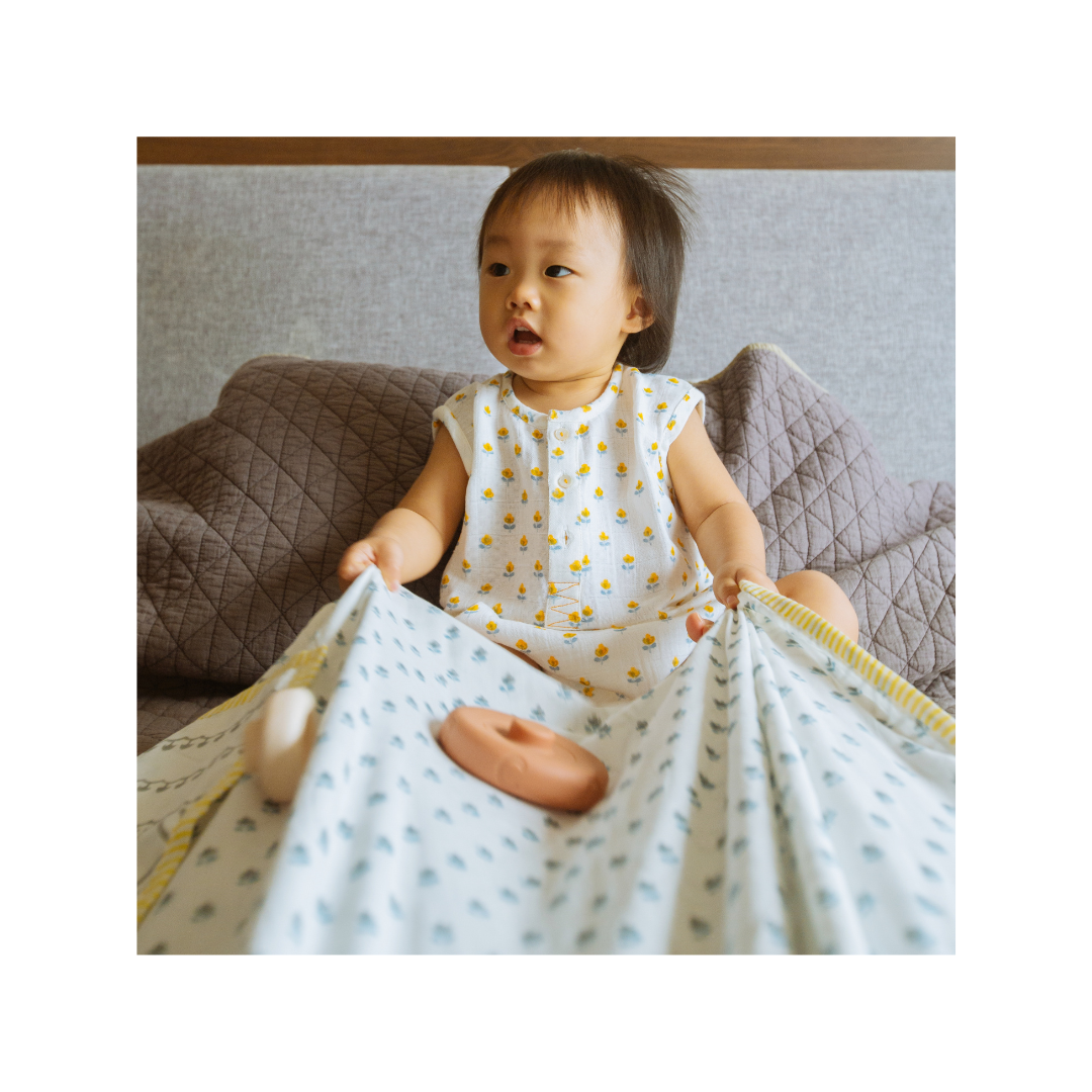 Dulaar Mulmul Muslin Dohar | Hand-Block Printed- A Day With Dinos
