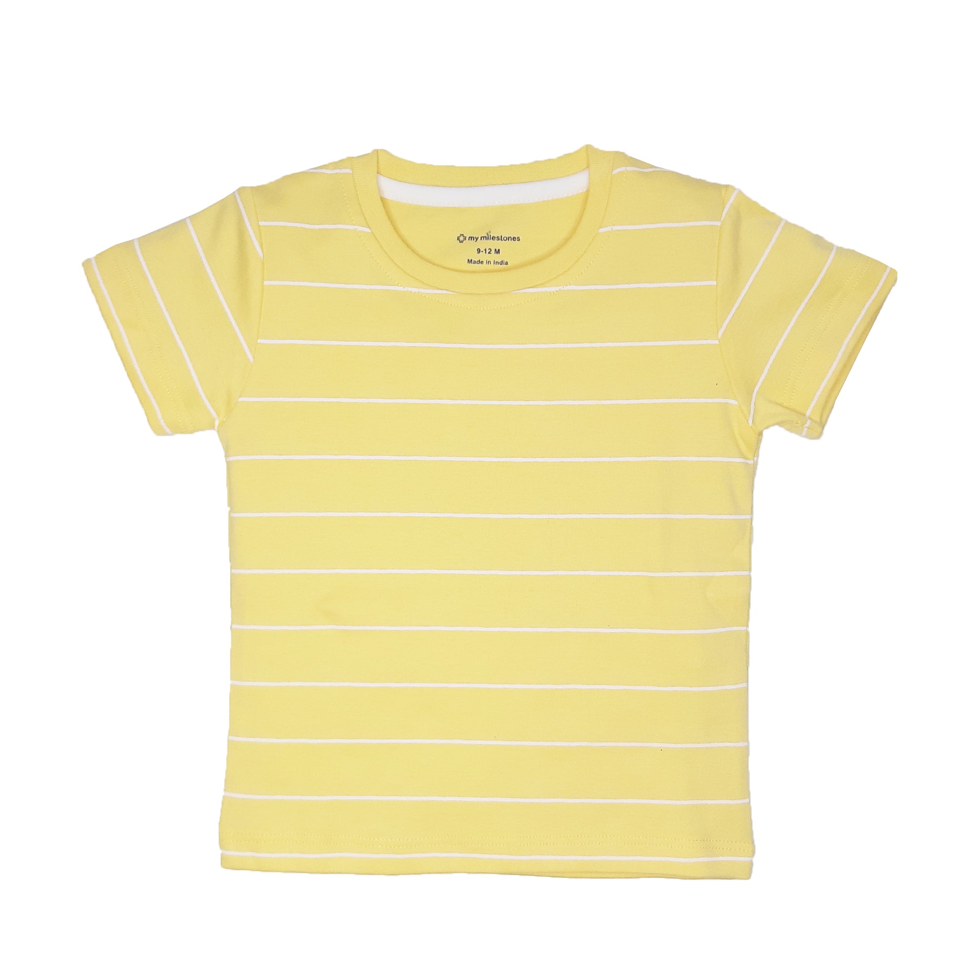 My Milestones Round Neck T-Shirt HS Stripes Yellow / White / Grey - 3 Pc Pack