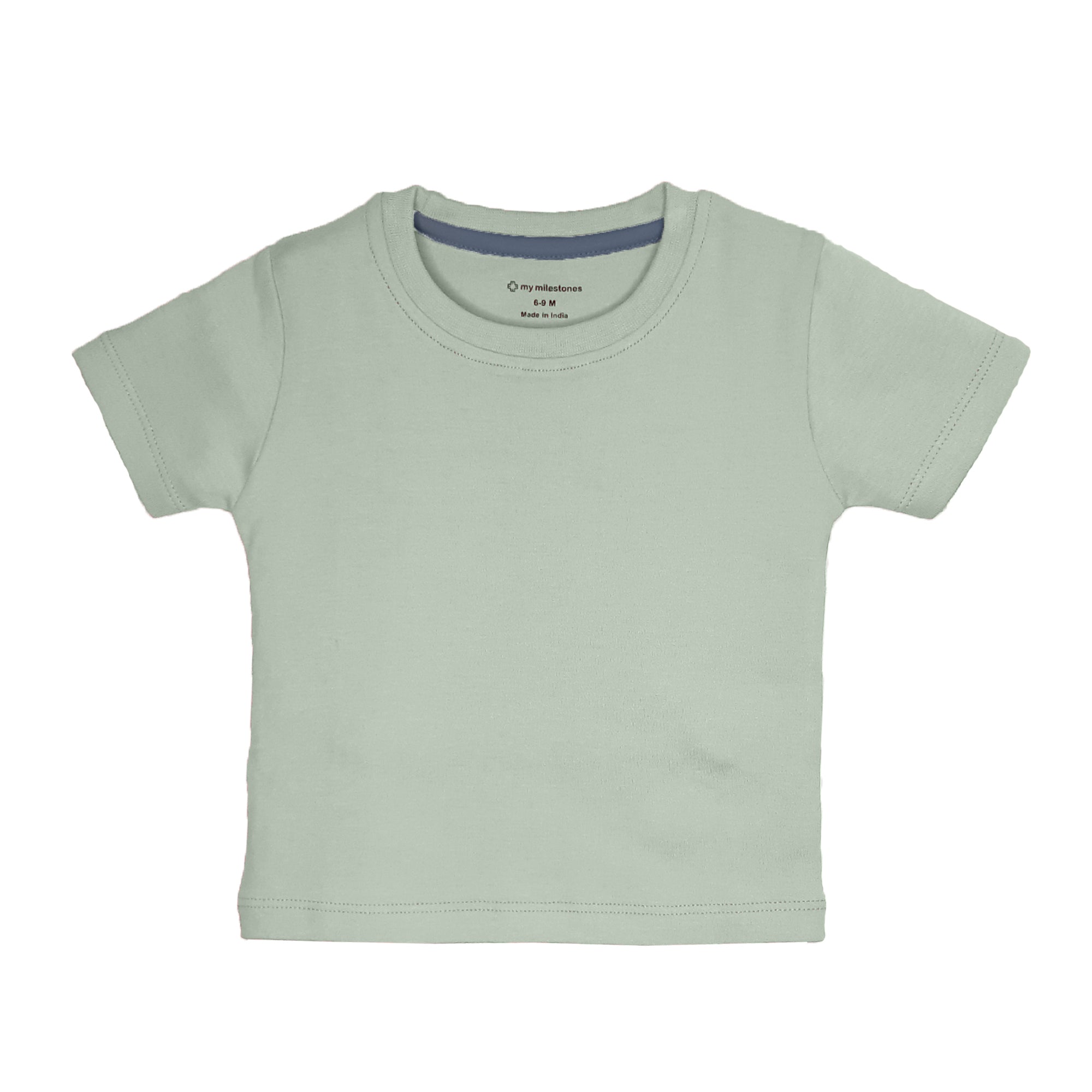 My Milestones Round Neck T-Shirt HS Solid Navy Blue / B. Blue / S. Green - 3 Pc Pack