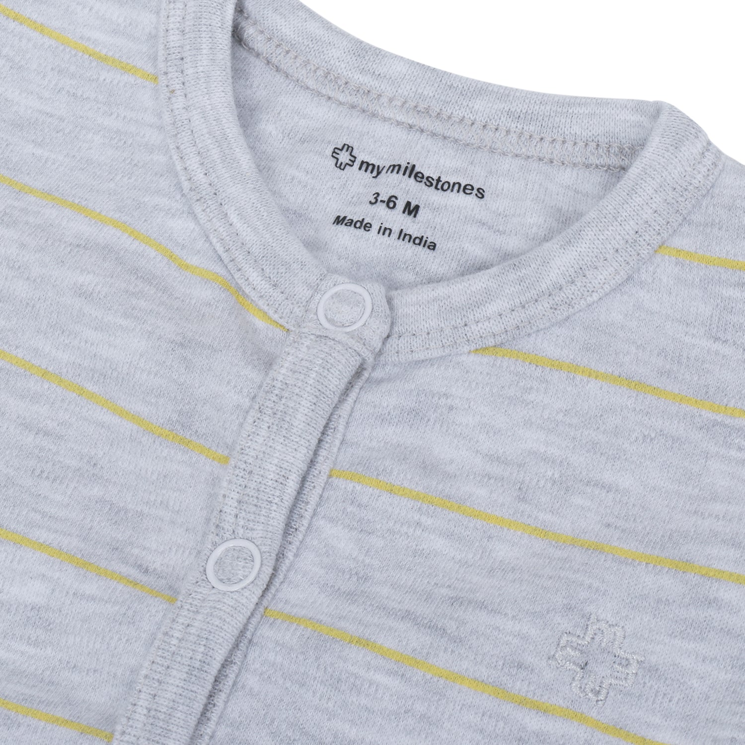 My Milestones T-shirt Half Sleeves Girls Peach Daisy / Grey Stripes-2Pc Pack