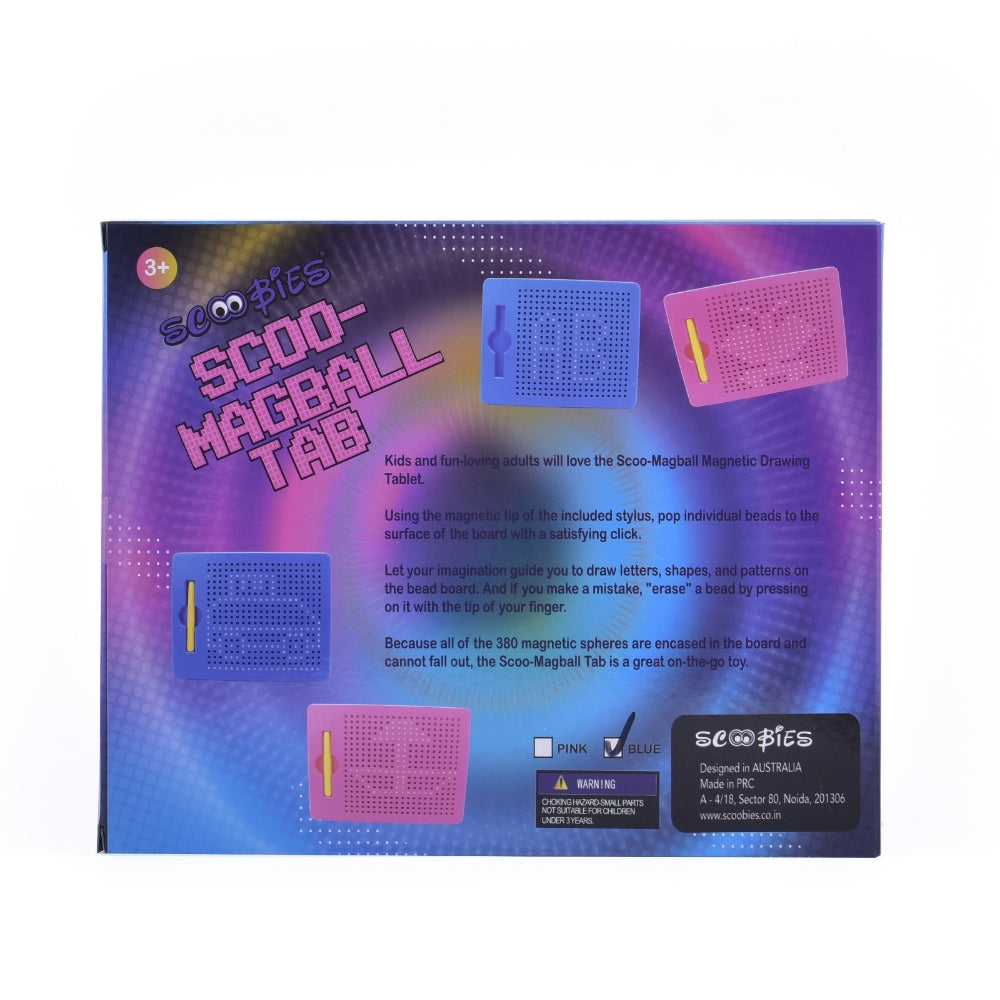 Scoo-MagBall Pink Tab | With Magnetic Stylus | Kids Reusable Fun Learning Pad | With Audible Click Sound | Creative Education Drawing Tablet
