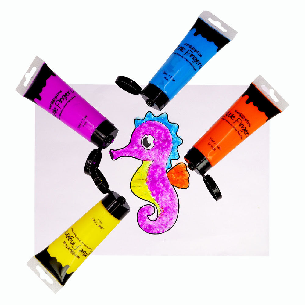 Little Fingers Flouro Rainbow Finger Paint Tubes(Set Of 6)