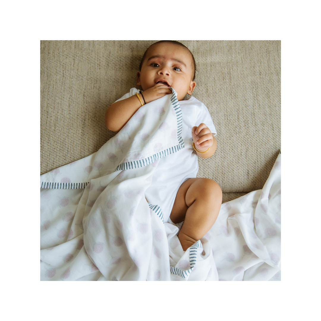 Dulaar Mulmul Muslin Dohar | Hand-Block Printed- A Day With Dinos