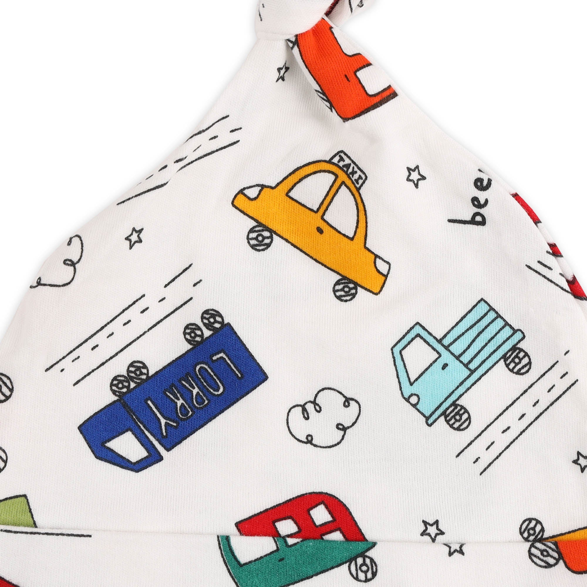 Kicks & Crawl- Vroom Vroom Knotted Caps - Pack of 3