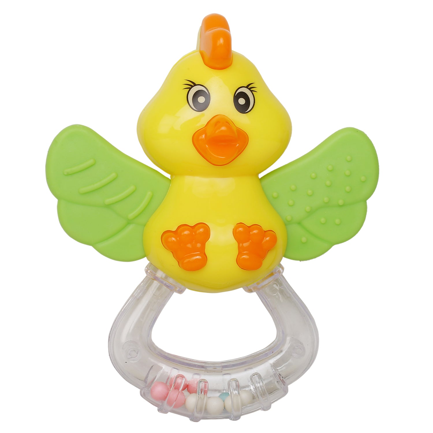 Baby Moo Duck Yellow And Green Rattle Teether