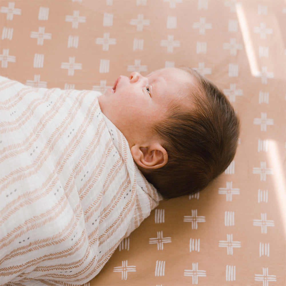 Crane Baby Kendi Collection Crib Sheet Copper Dash