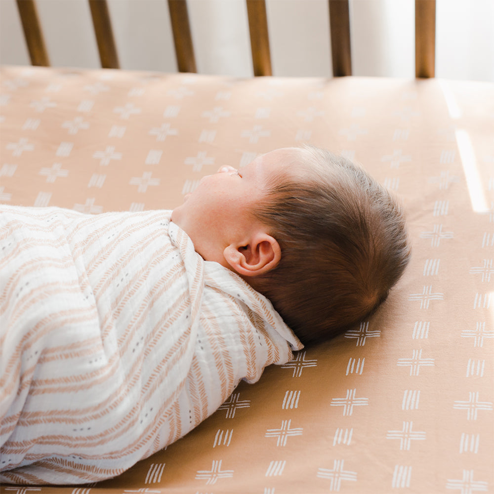 Crane Baby Kendi Collection Crib Sheet Copper Dash