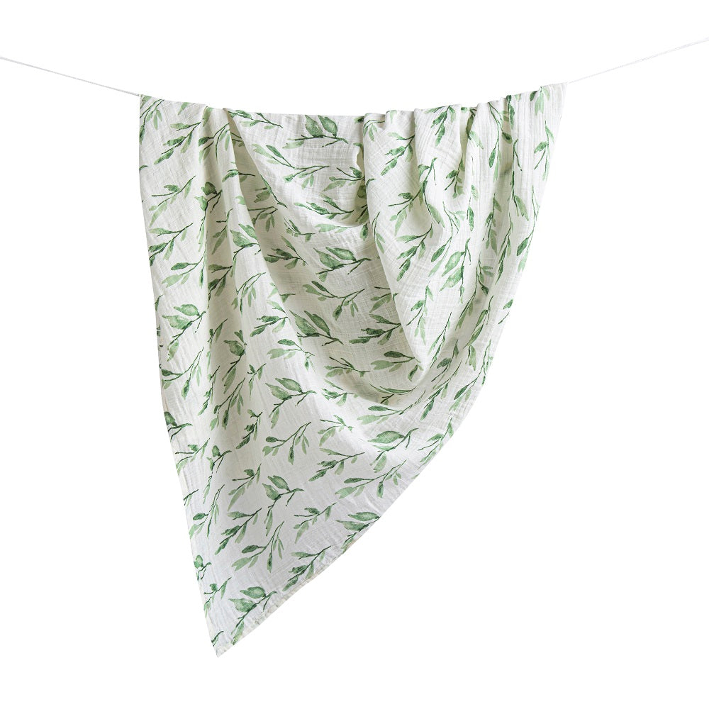 Crane Baby Parker Collection Muslin Swaddle Leaf Print