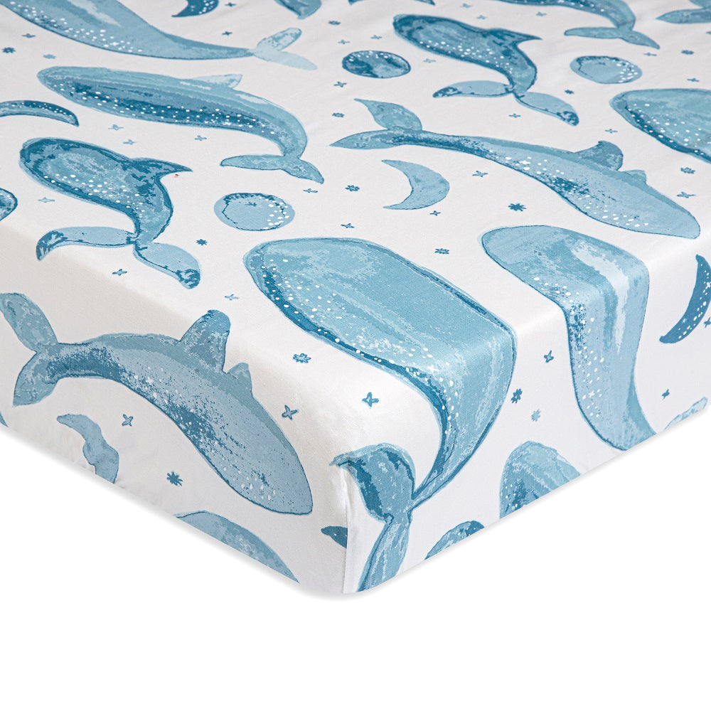 Crane Baby Caspian Collection Crib Sheet Whale