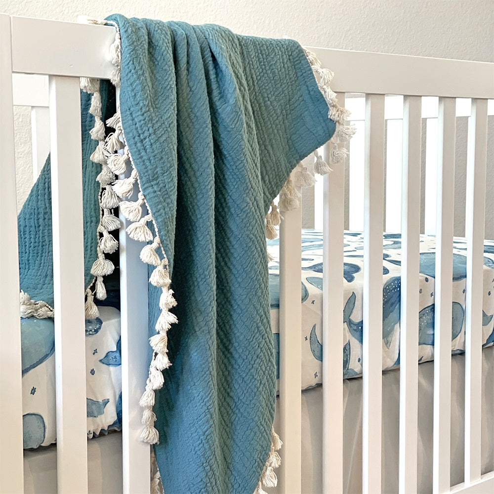 Crane Baby Caspian Collection Crib Sheet Whale
