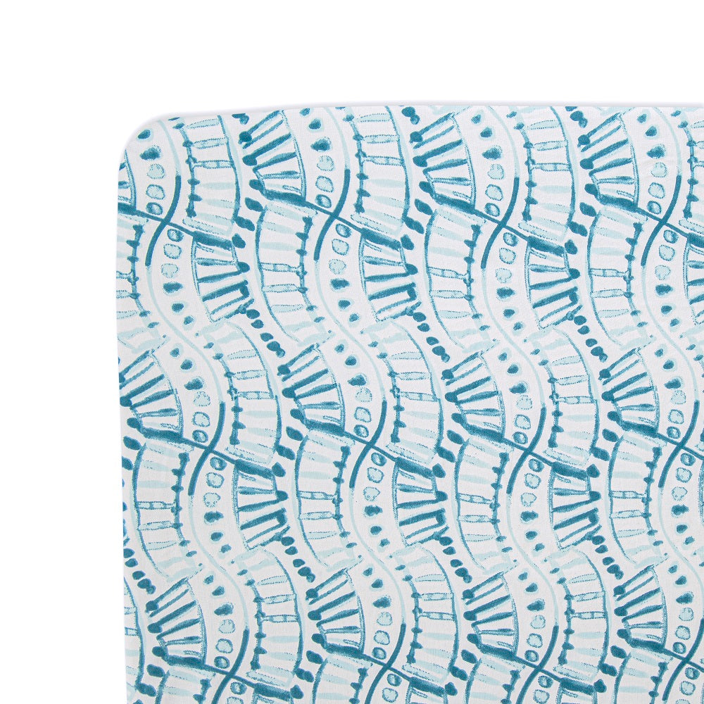 Crane Baby Caspian Collection Crib Sheet Indigo