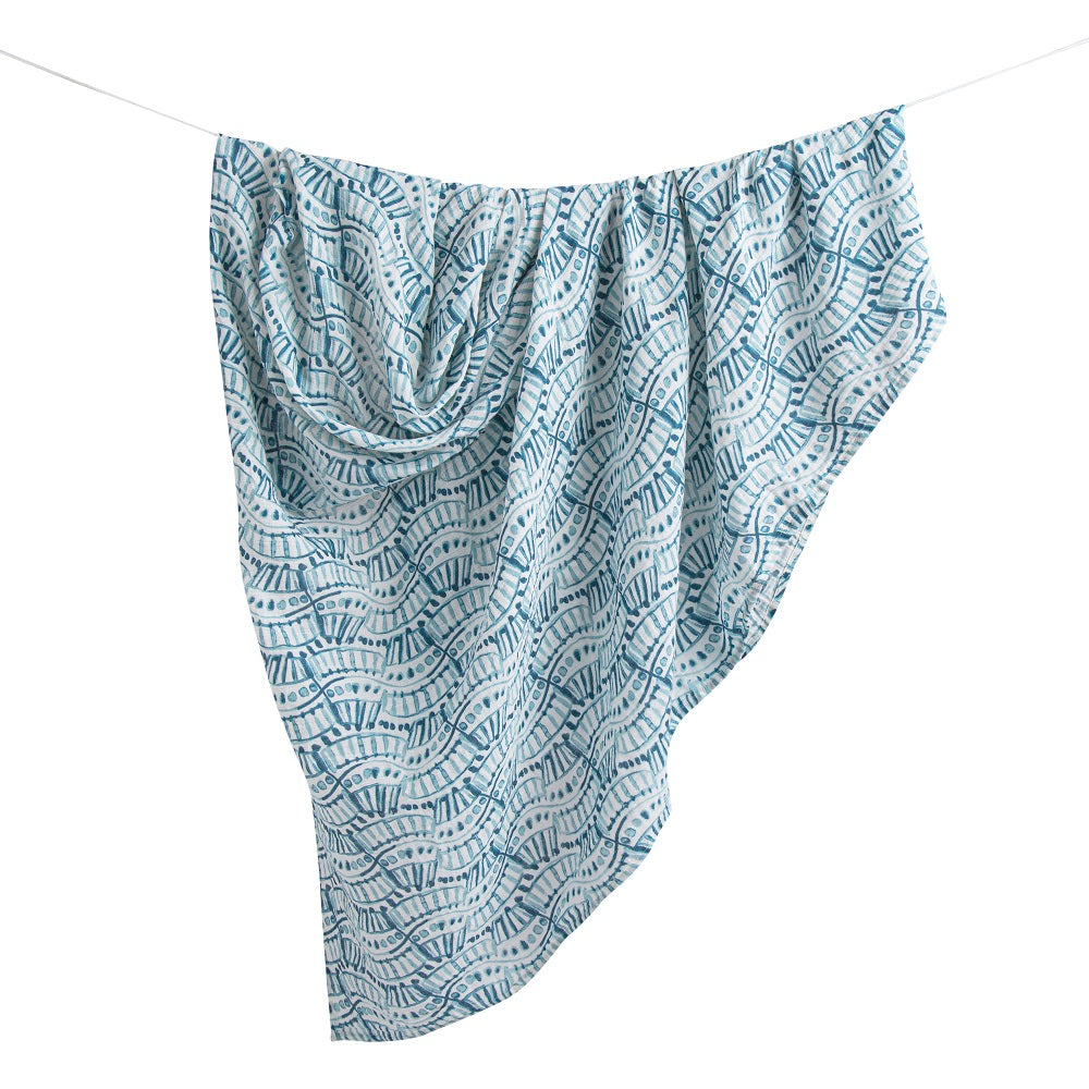 Crane Baby Caspian Muslin Swaddle Kendi Indigo Print