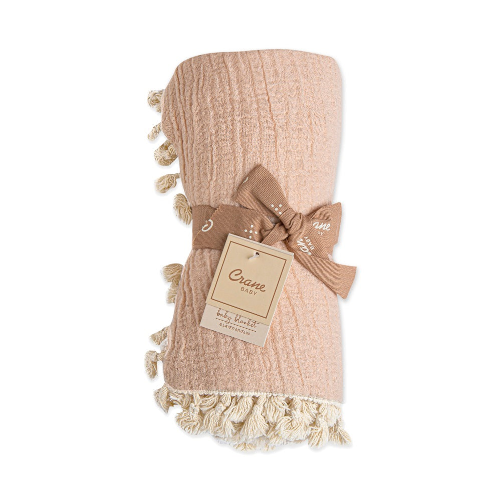 Crane Baby 6 Layer Muslin Blanket - Desert Rose