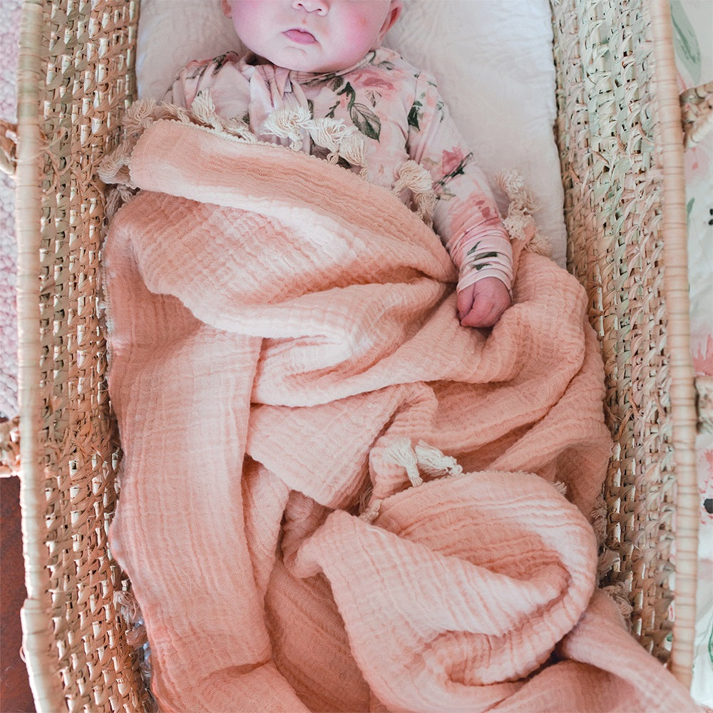Crane Baby 6 Layer Muslin Blanket - Desert Rose