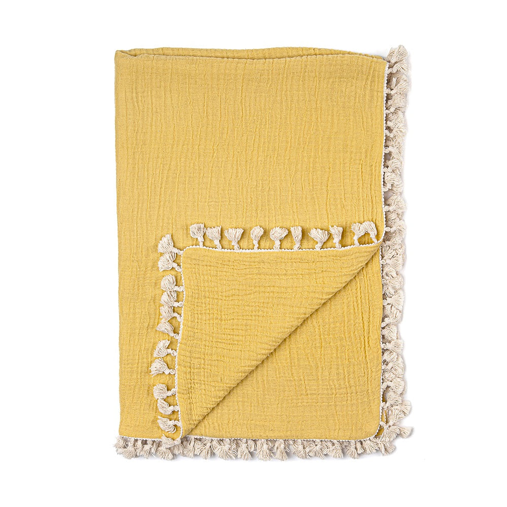 Crane Baby 6 Layer Muslin Blanket - Ochre