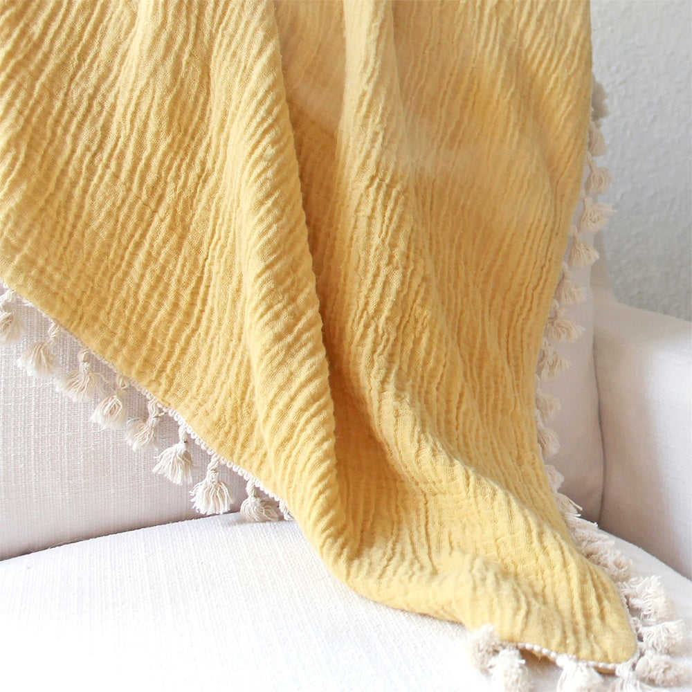 Crane Baby 6 Layer Muslin Blanket - Ochre