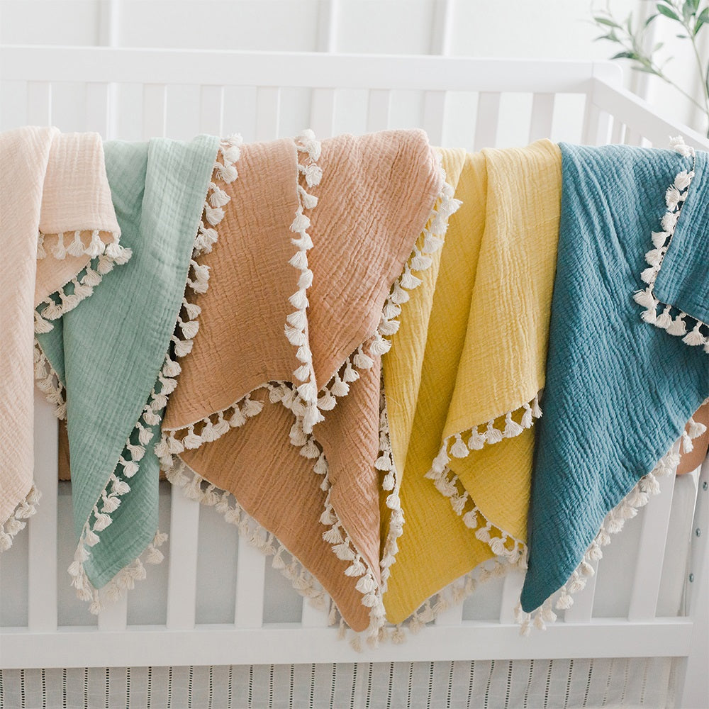 Crane Baby 6 Layer Muslin Blanket - Ochre