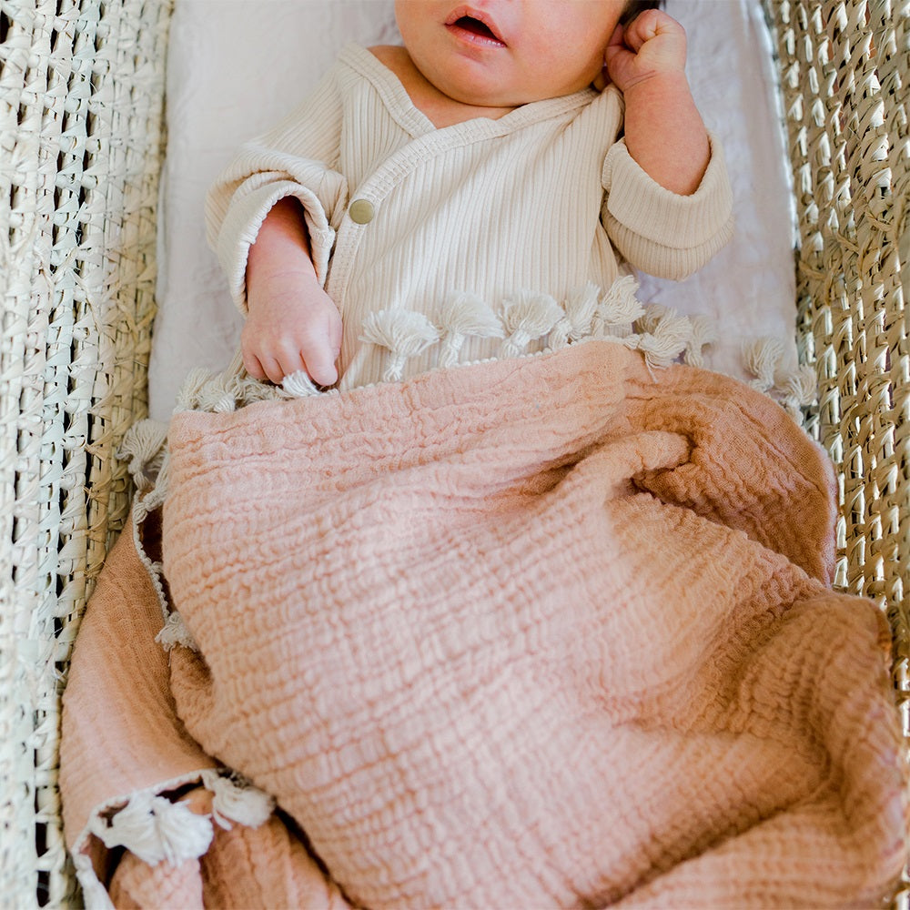 Crane Baby 6 Layer Muslin Blanket - Copper
