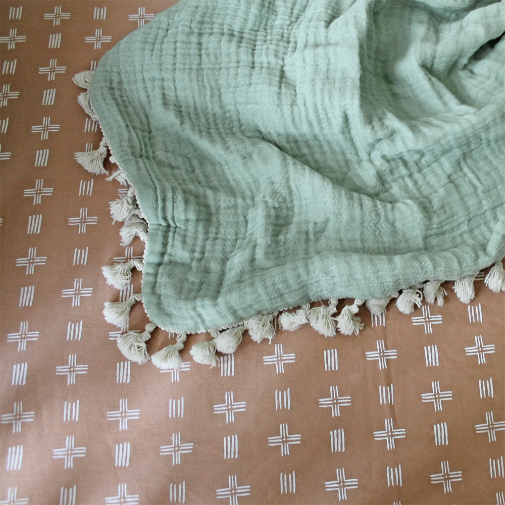 Crane Baby 6 Layer Muslin Blanket - Evergreen