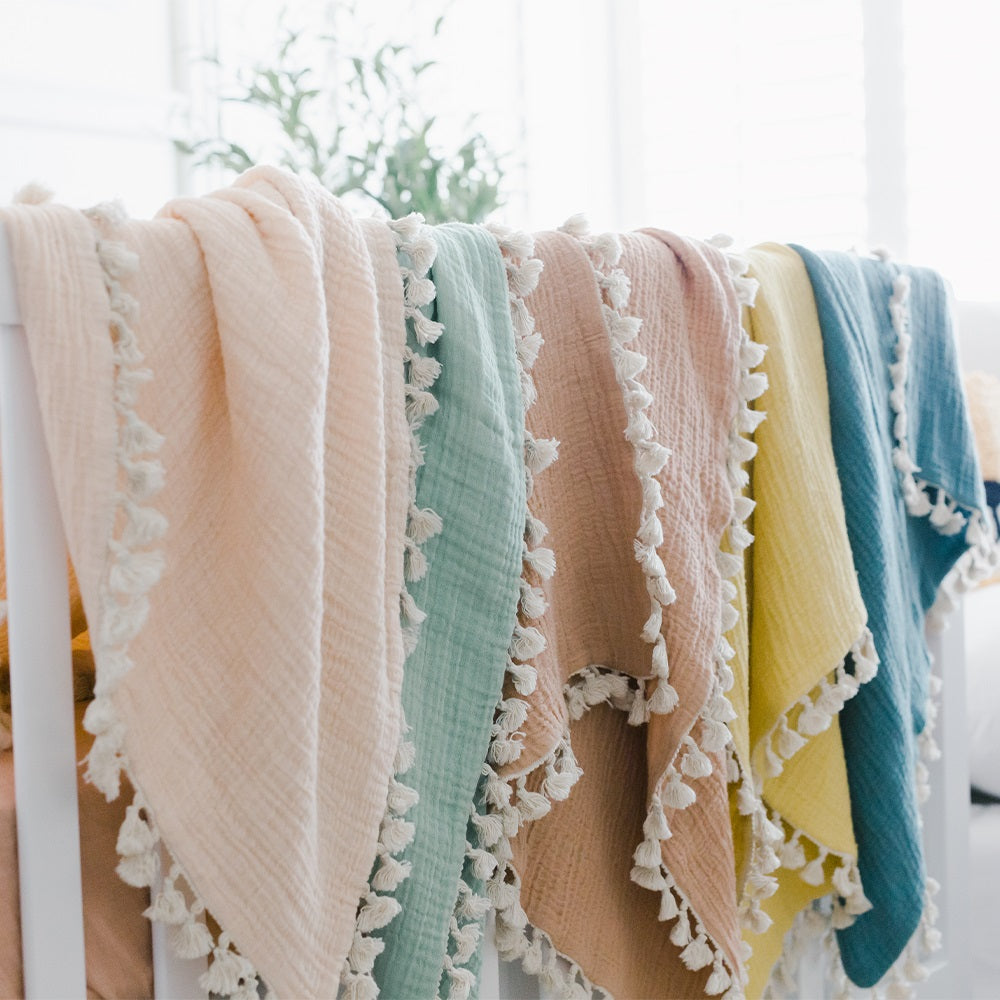 Crane Baby 6 Layer Muslin Blanket - Evergreen