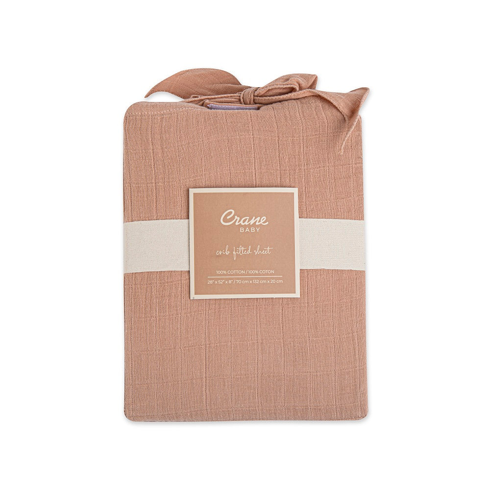 Crane Baby Muslin Crib Fitted Sheet - Copper