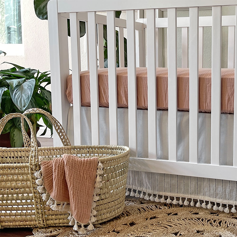 Crane Baby Muslin Crib Fitted Sheet - Copper