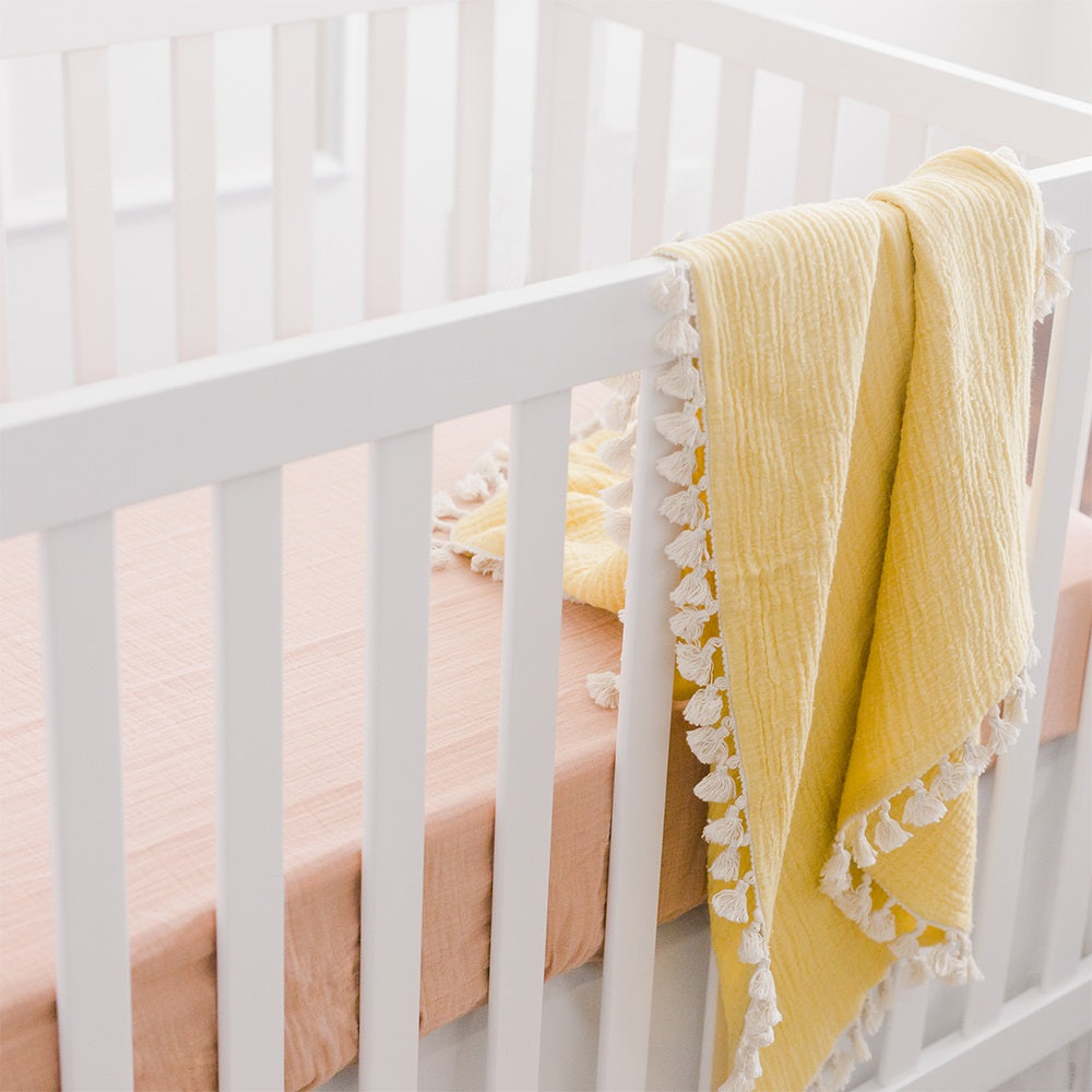Crane Baby Muslin Crib Fitted Sheet - Copper